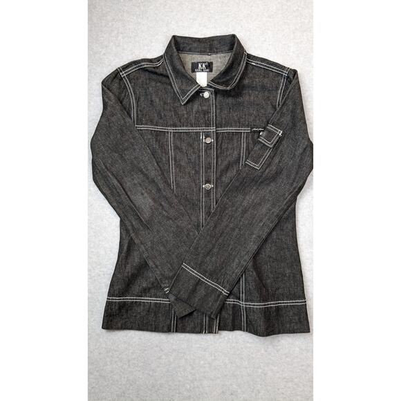 Karl Kani VINTAGE Womens MED Black Denim Cotton Jacket Hip Hop Street Wear USA - Picture 1 of 15